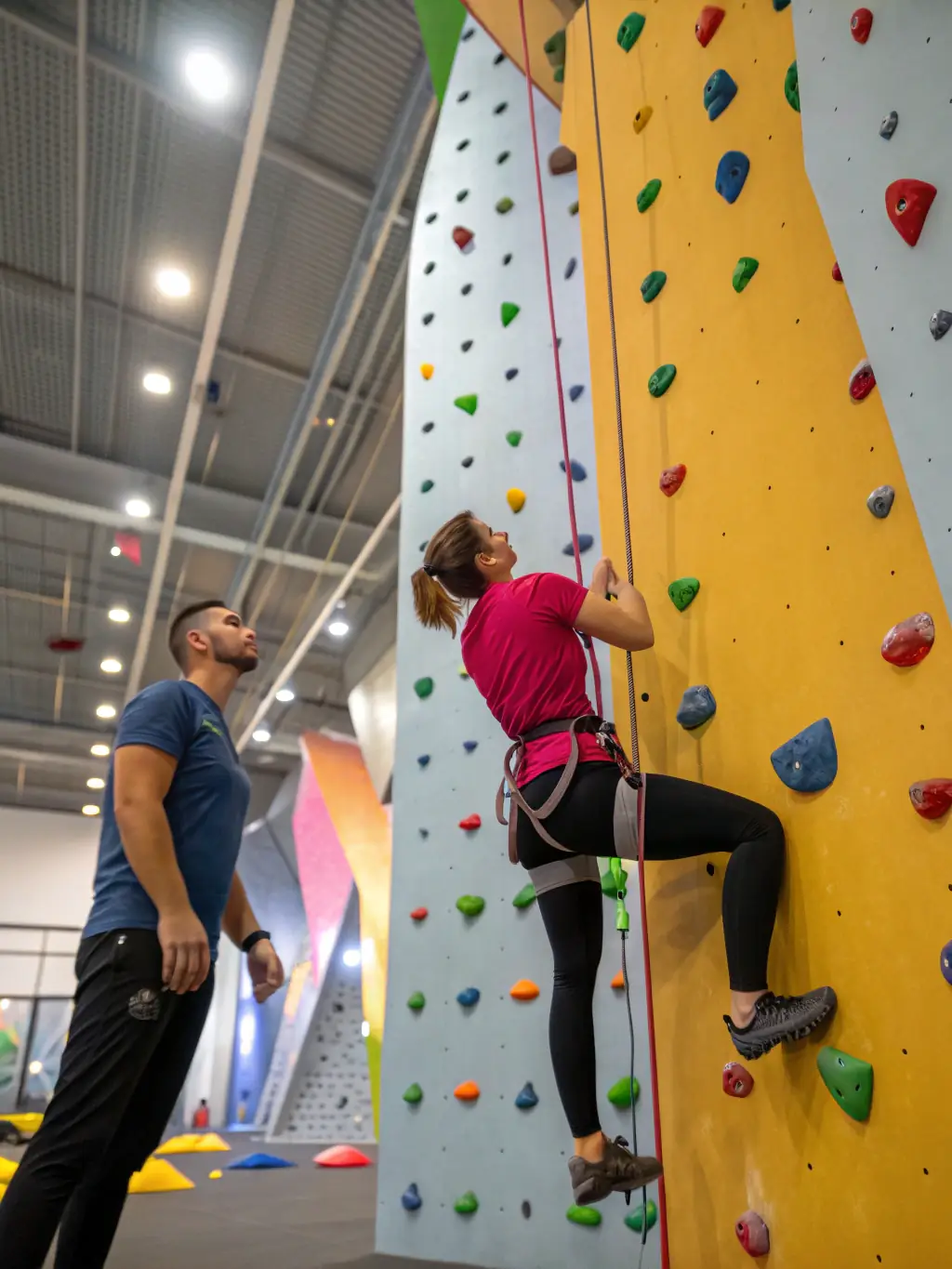 A diverse group of individuals participating in an adaptive climbing session, demonstrating inclusivity and accessibility in mountain sports.