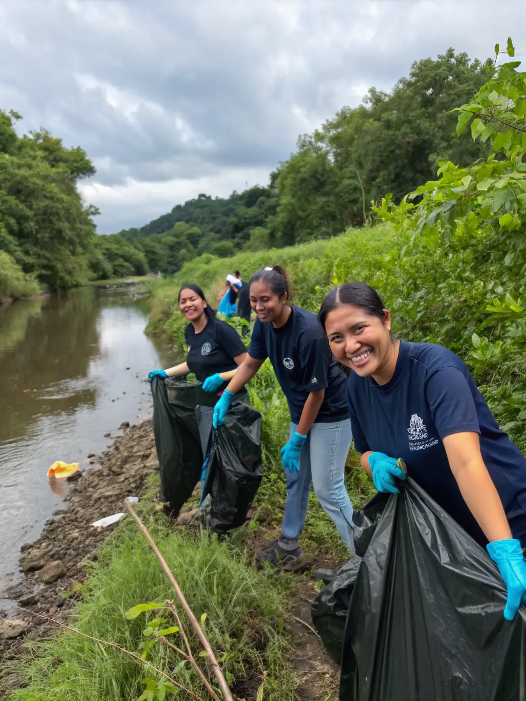 Volunteers cleaning up a climbing area, highlighting COM DEP FED FR MONTAGNE ESCALADE CANTAL's commitment to environmental awareness and responsible engagement with natural spaces. The image should show a pristine natural environment.